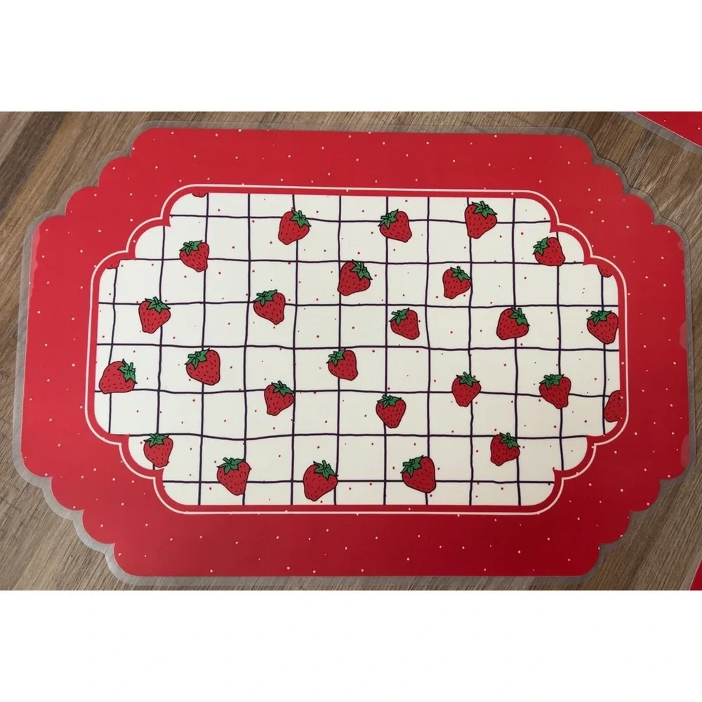 Vintage Strawberry Reversible Place Mats 1987 Made in USA | Set of 4